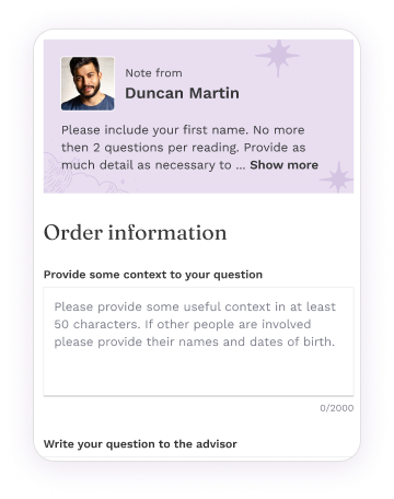 Submit a question
to a Psychic Advisor